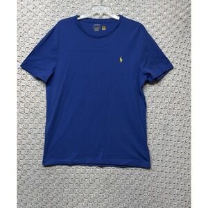 Polo Ralph Lauren Tee Shirt Mens L Purple Short Slv Custom Slim Fit Yellow Pony